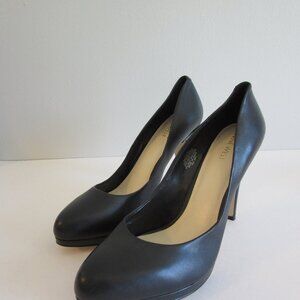 NINE WEST Black Stiletto Heel Slide On 10 1/2 M Leather Pumps NEW